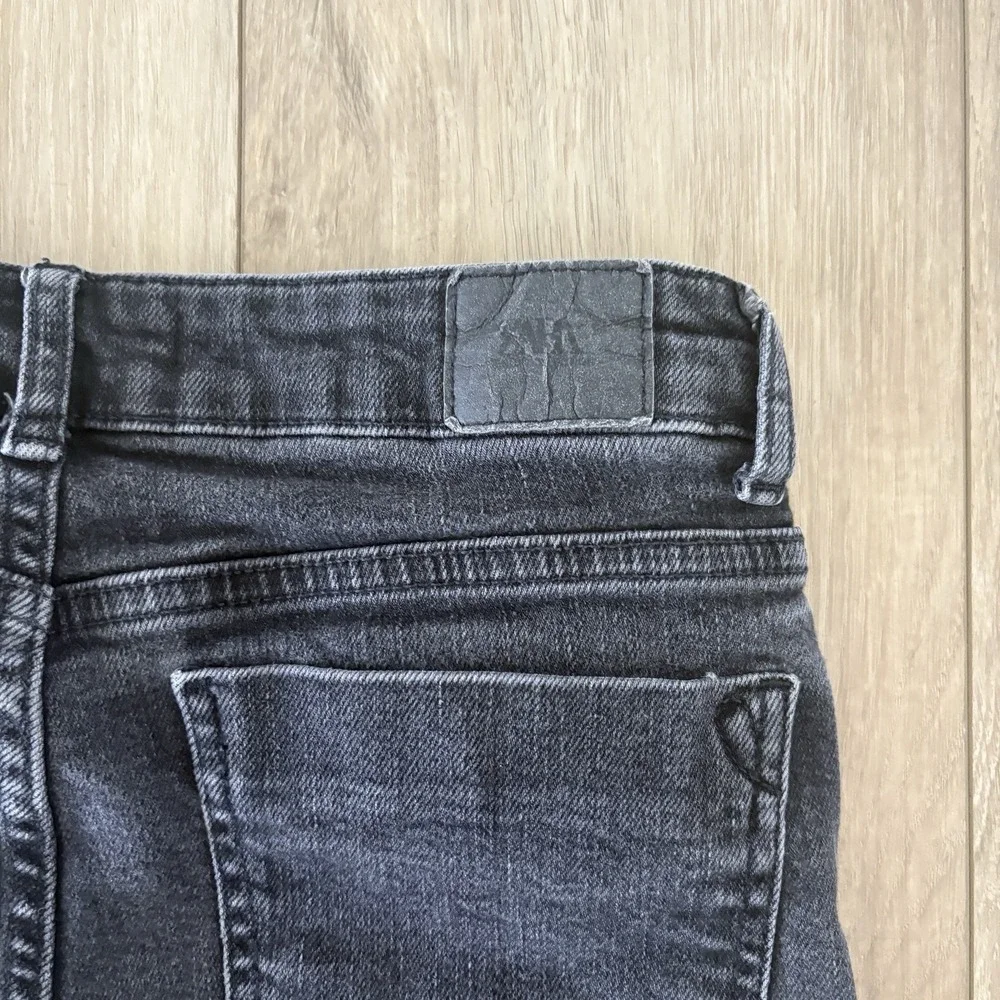 Zara Womens Size Small S Washed Black High-Waist Raw Hem Straight-Leg Jeans